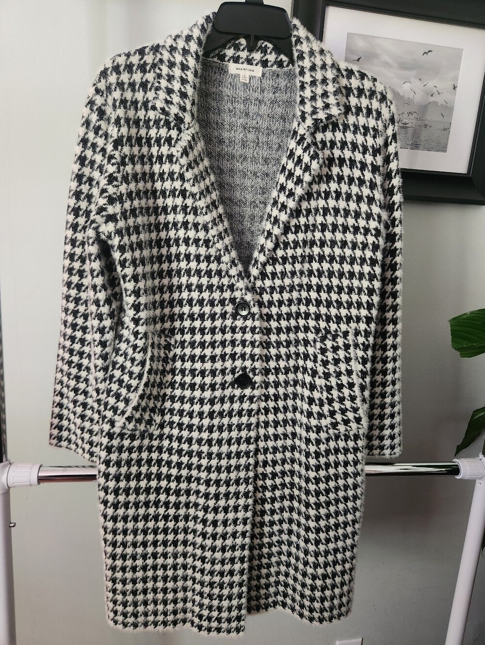 Max Studio Houndstooth Sweater Jacket